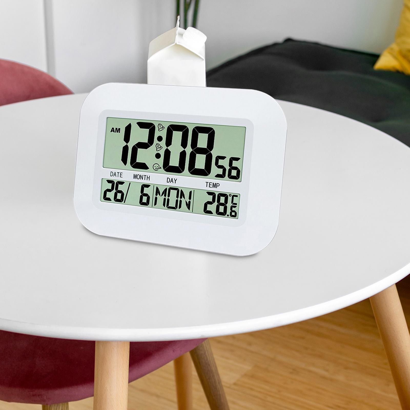 Large LCD Digital Clock Temperature Meter Clock Calender Snooze Alarm Clock