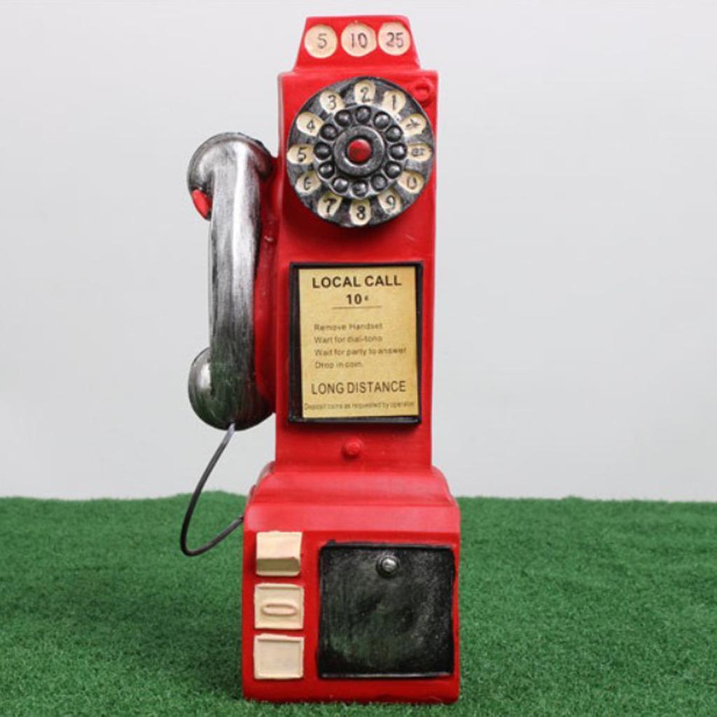Resin Handicraft Vintage Antique Decorative Telephone Crafts Gifts Red