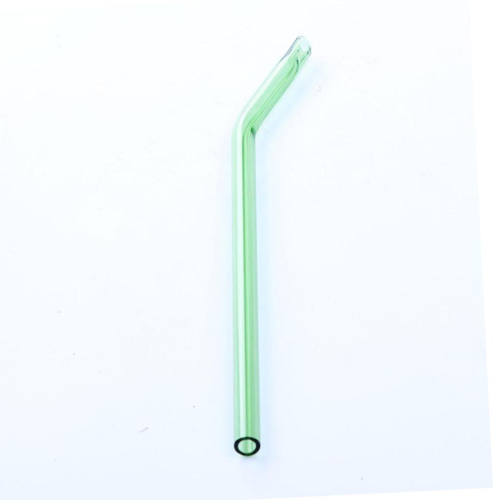 Eco friendly Curved Glass Drinking Straws with Cleaning Brush  Grass Green