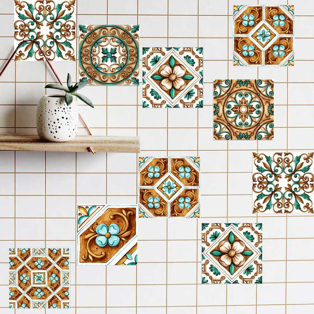 20Pieces Mosaic Wall Tiles Stickers Kitchen Bathroom Waterproof Decals #3