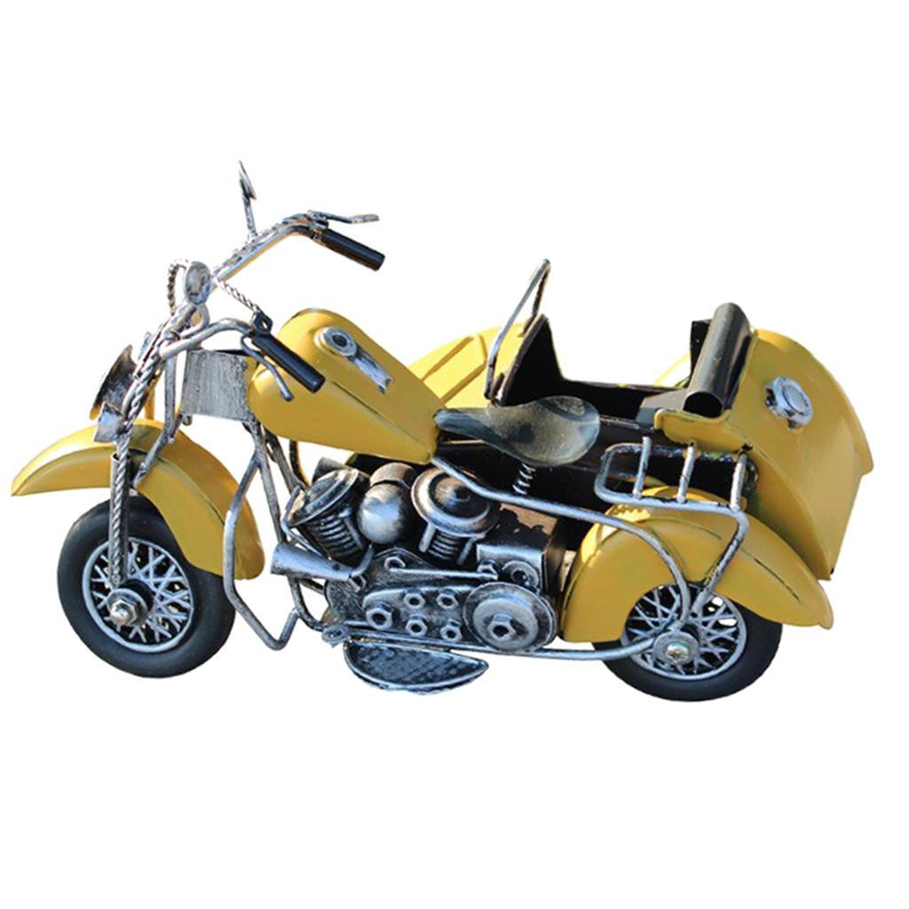 Antiqued Car Model Collectible Ornament Hobby Toy Motorcycle - Yellow