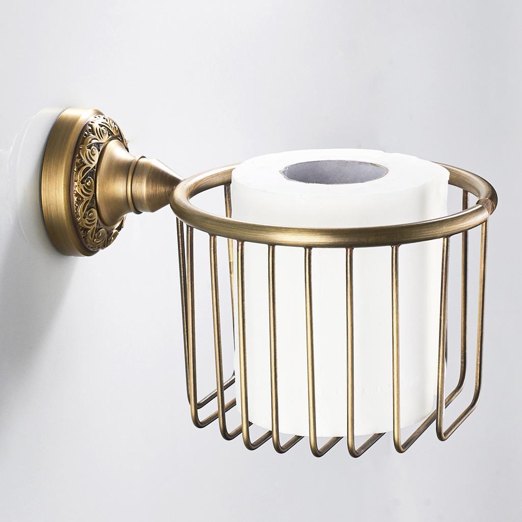 Bathroom Lavatory Solid Brass Toilet Tissue Paper Holder Paper Stand Tissue Paper Storage Basket