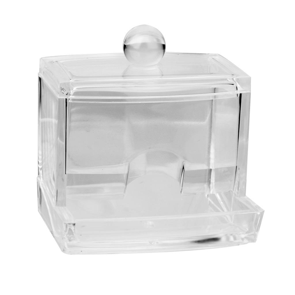 Clear Acrylic Cotton Swab Stick Organizer Box Storage Cosmetic Makeup Holder