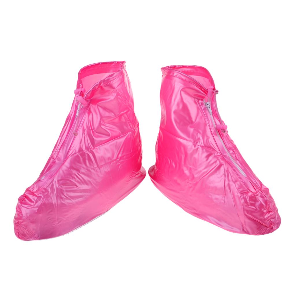 Shoes Cover Reusable Anti-slip Boots Zippered Overshoes Covers Pink S
