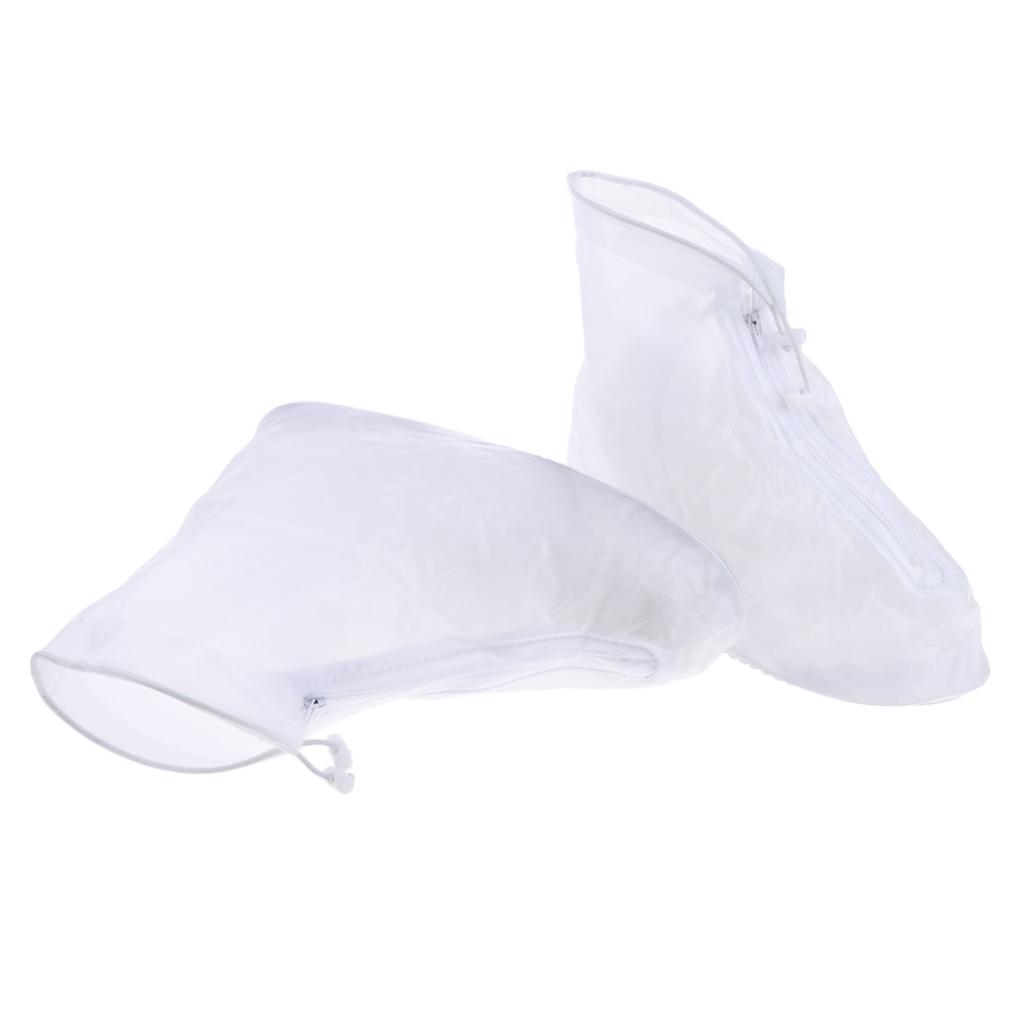 Shoes Cover Reusable Anti-slip Boots Zippered Overshoes Covers White M