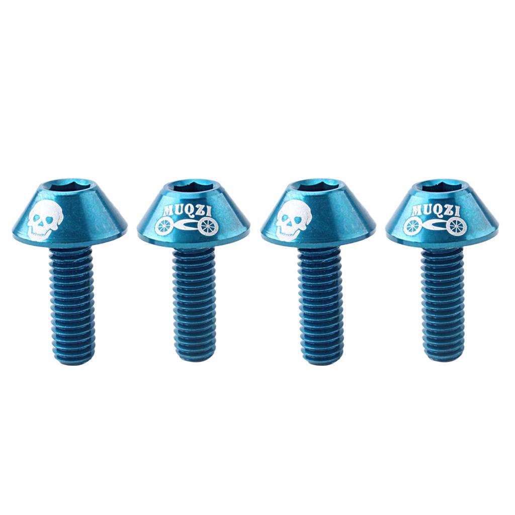 4x Lightweight Aluminium Alloy Bike Water Bottle Cage Bolts M6 Screws Blue