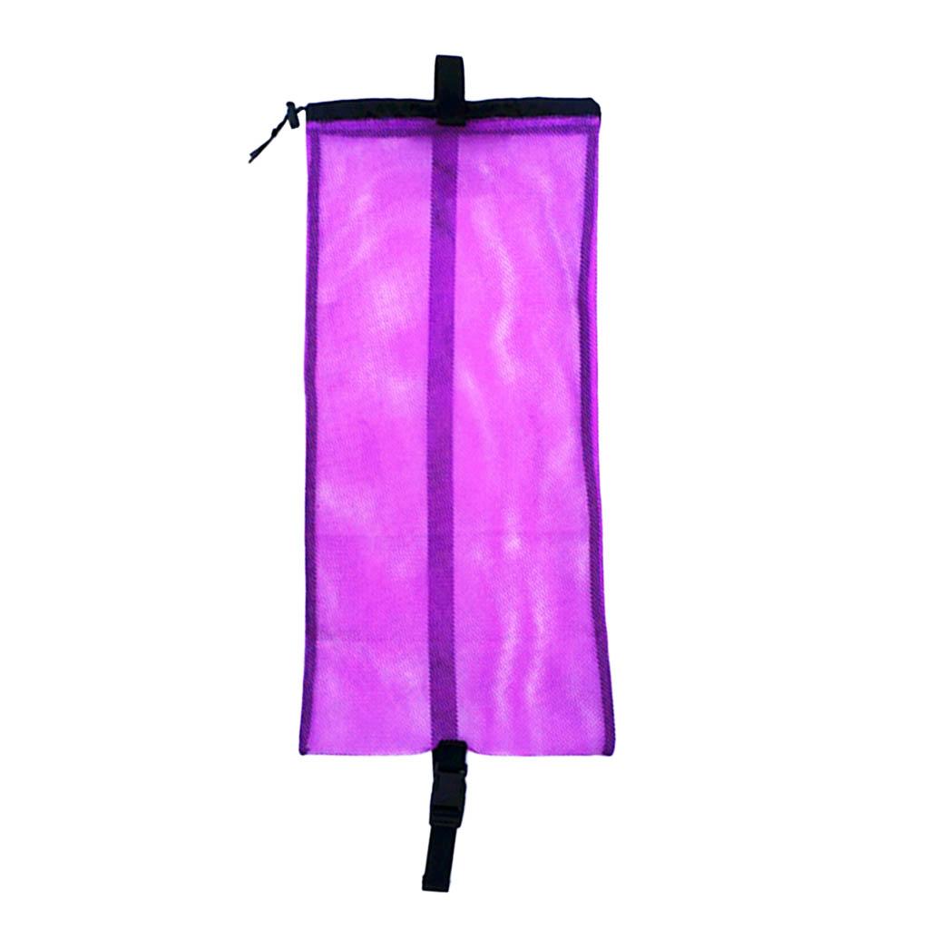 Drawstring Mesh Bag Shoulder Strap for Scuba Diving Snorkel Equipment Purple