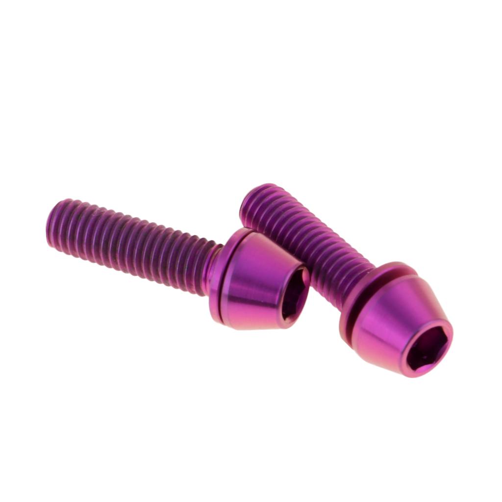 2 Pieces Titanium Alloy Bike Tapered Head Bolt Screws Washer M5x20, Purple