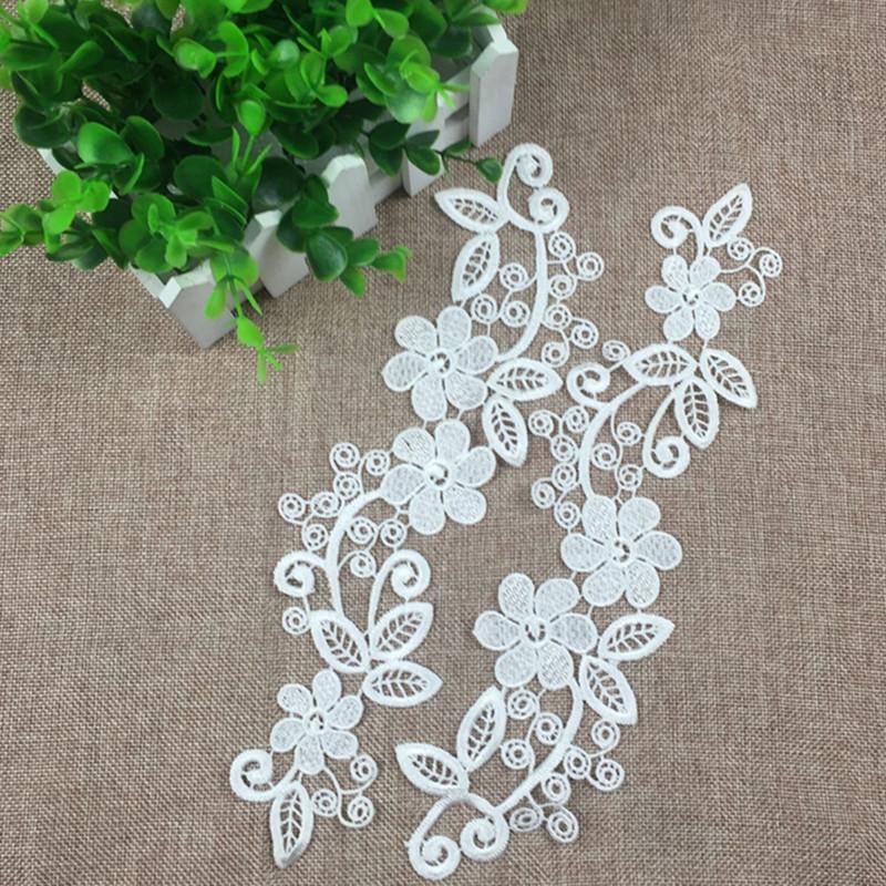 White Floral Lace Applique Embroidered Guipure Wedding Lace Motif Patch