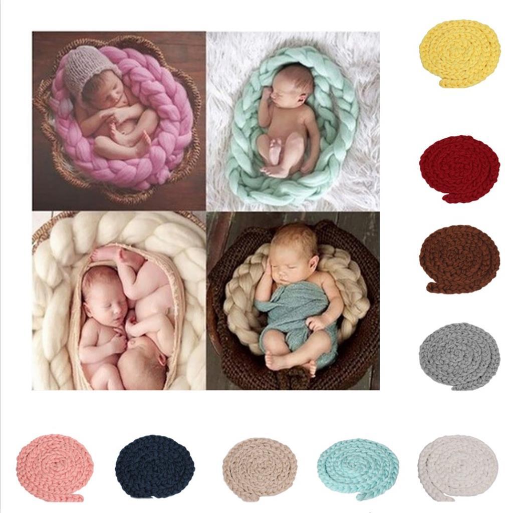 Newborn Baby Roving Braid Wool Spinning Fiber Rugs Photography Props Yellow