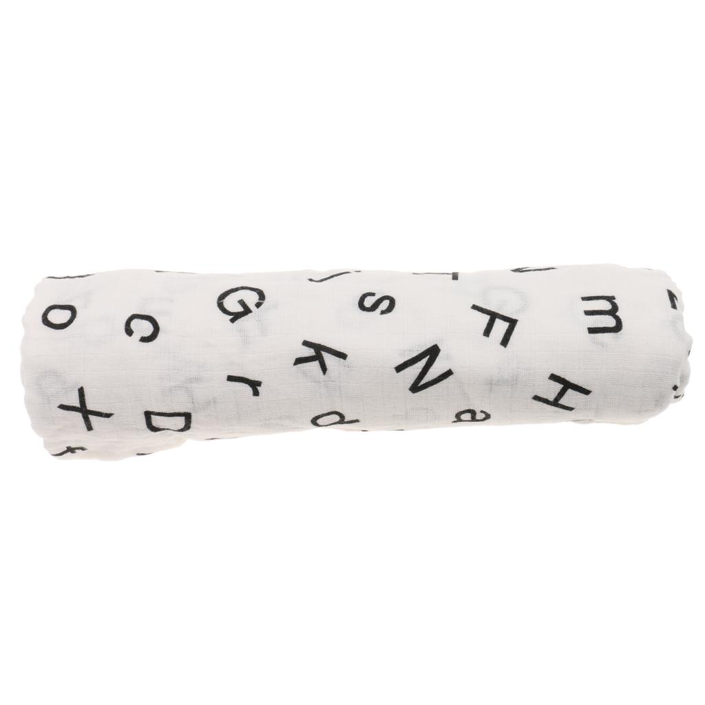 1Pcs Muslin Cotton Blanket Newborn Baby Blanket Swaddle Bath Towel Letters