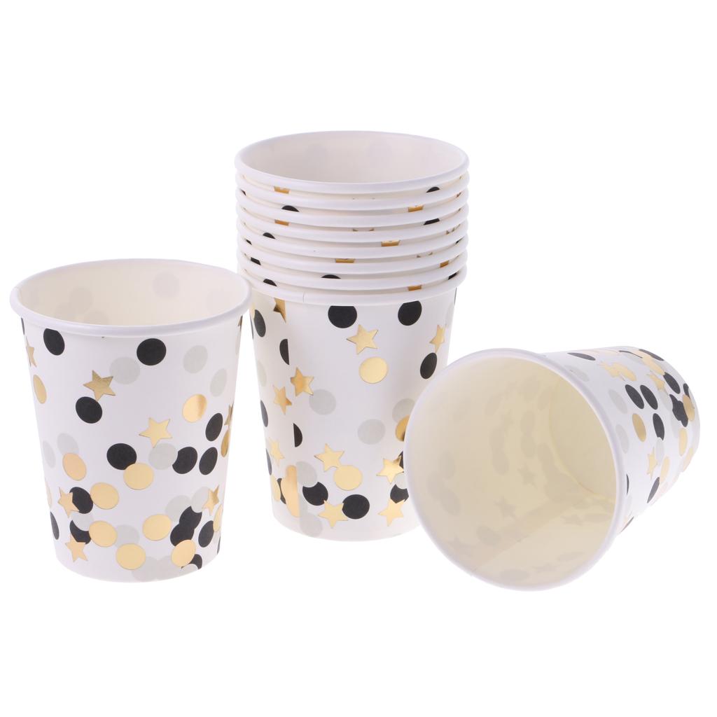 10x Dots Paper Party Set Plates Cups Birthday Wedding Bouquet Tableware 7" 2