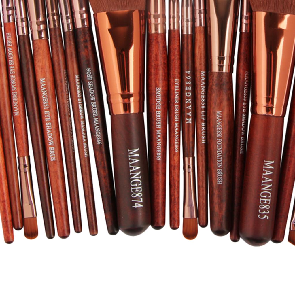 22 Pieces Professional Makeup Brush Foundation Eyeshadow Set Brown Gold