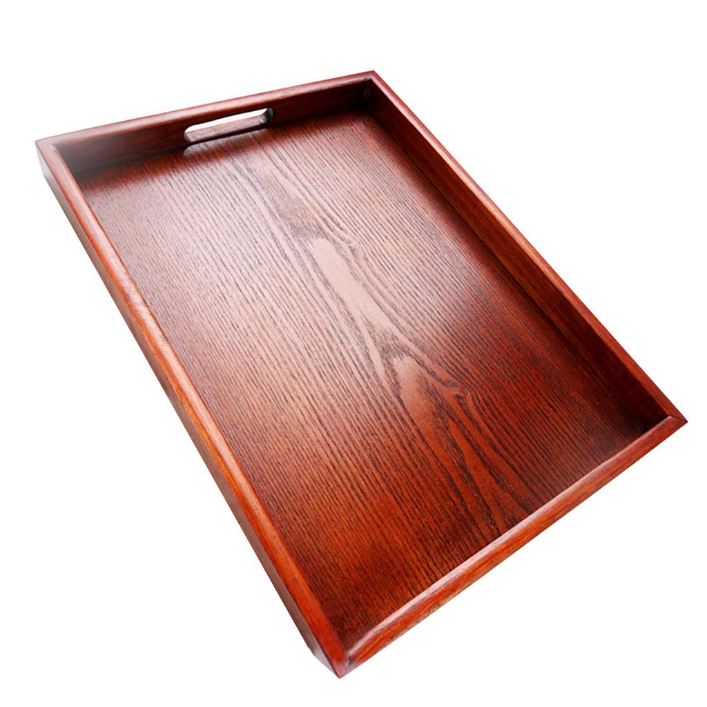 Natural Fruit Serving Tray Tea Food Server Dish Platter Brown Wooden Plate 