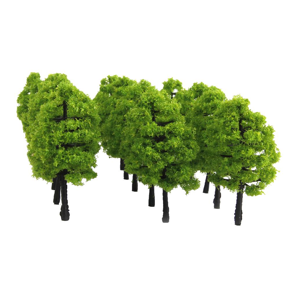 Plastic Model Trees Train Railroad Scenery 1:100 20pcs Light Green