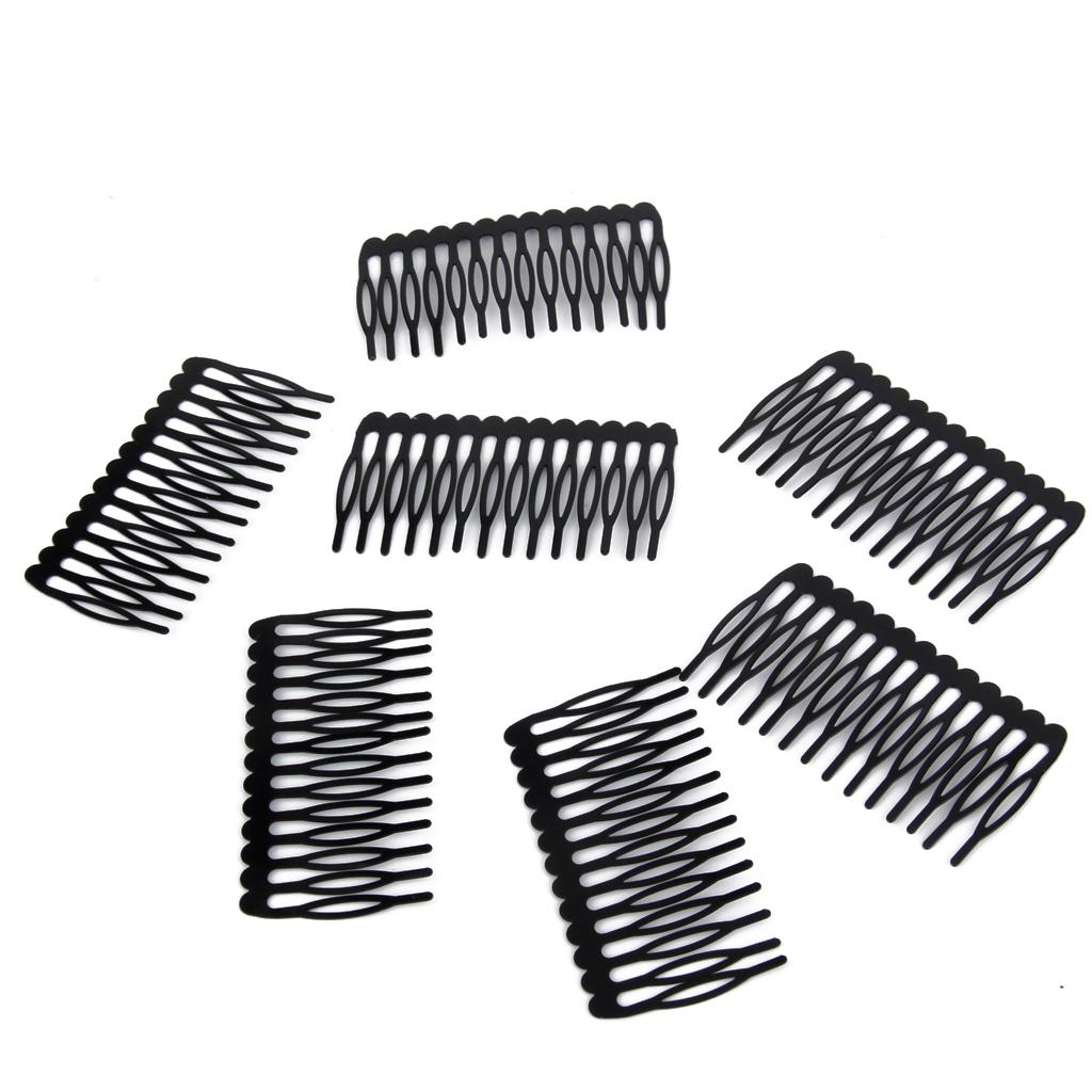 Metal 14 Teeth Hair Comb Clip Hairpin 7.5 x 4cm 10pcs Black   