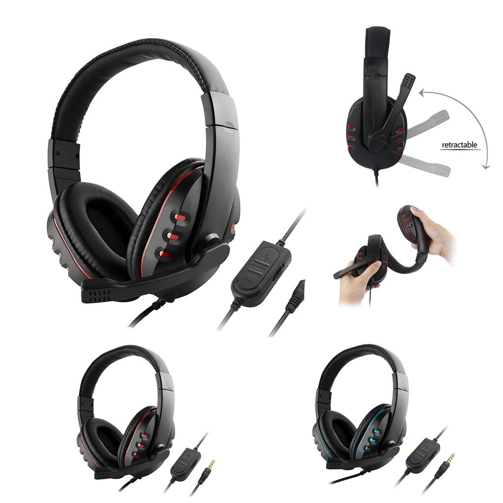 Surround Sound Stereo PC Gaming Headset & Microphone 3.5mm with Mic  red