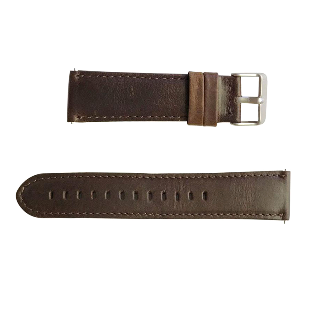 Men's Genuine Leather Watch Strap Band Stainless Steel Buckle coffee