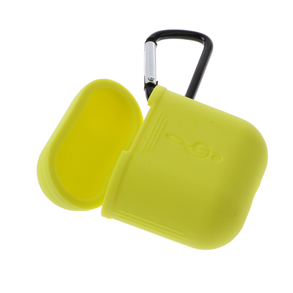 Music Model Silicone Protective Case with Keychain for Apple AirPods Yellow