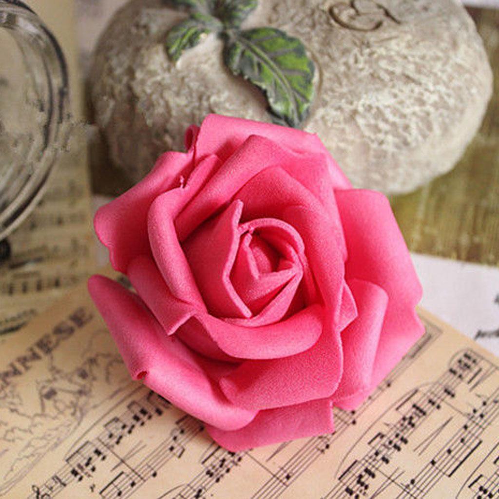 50Pcs Foam Rose Heads Artificial Flower Bridal Bouquet Party Home Decor Rosy