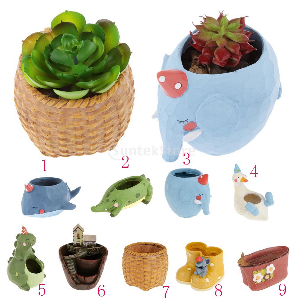 Resin Whale Cacti Succulent Plant Flower Bed Pot Box Room Garden Planter