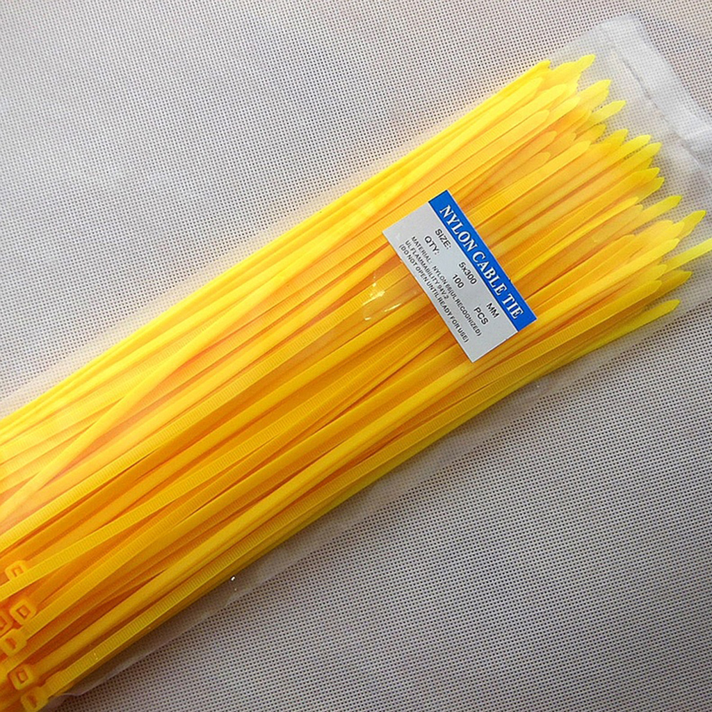 100pcs Self-locking Nylon Cable Tie Plastic Cord Zip Wire Kit 4x150mm Yellow