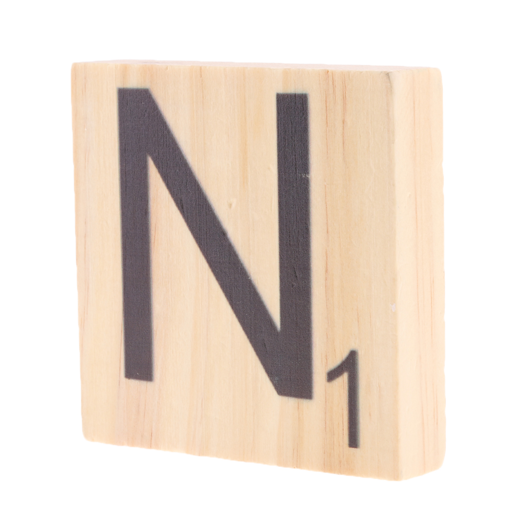 9cm Wooden Alphabet Puzzle Tiles Board Black Letters&Number For Crafts N1