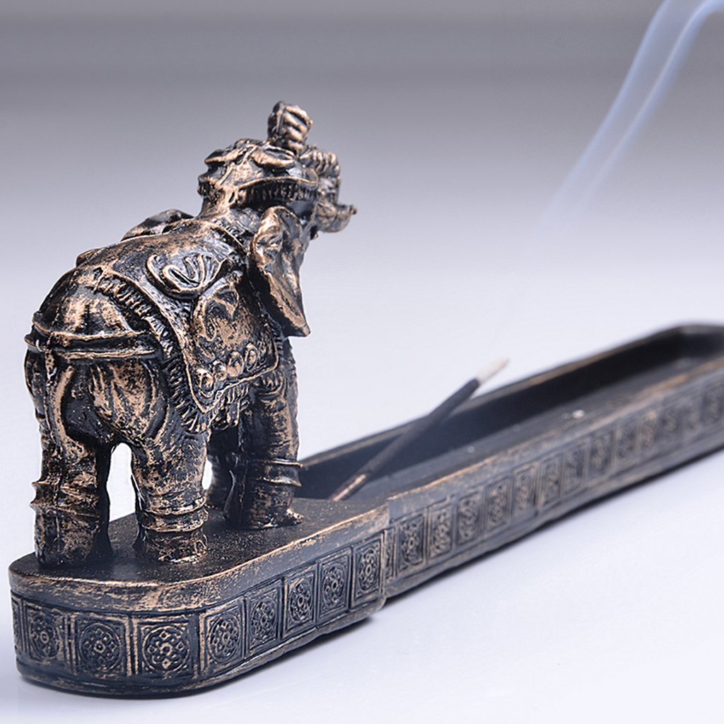 Elephant God Design Incense Burner Holder Resin Figurine Home Decor Crafts