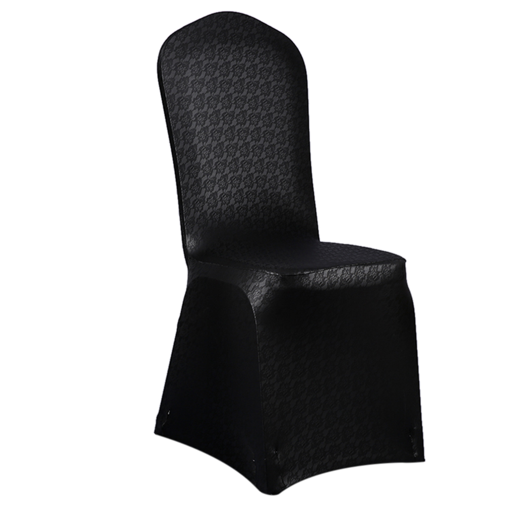 PU Leather Elastic Stretch Slipcover Dining Chair Cover Lace Black