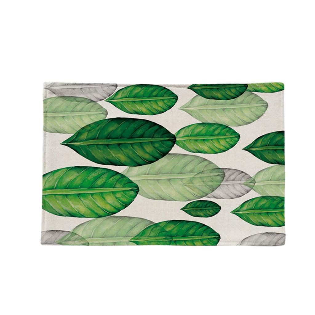 Green Leaf Plants Printing Placemats Table Mats Dining Pad Tableware Mat #3
