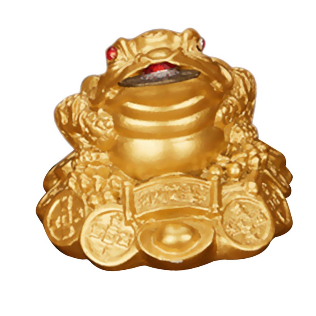 Lucky Waving Money Toad Frog Chinese Feng Shui Decor #5 Gold 
