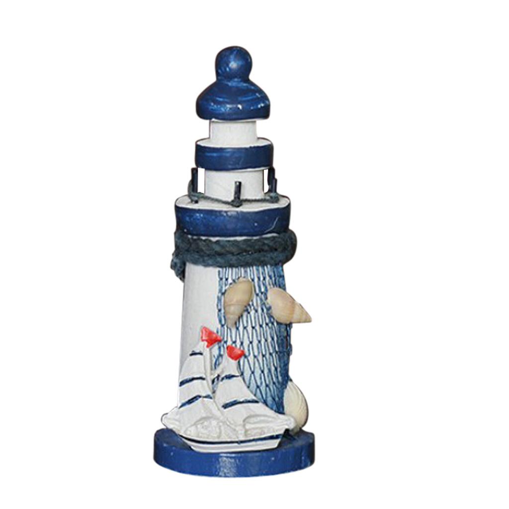 Wooden Mediterranean Nautical Tropical Lighthouse Sailing Decor Ornament C