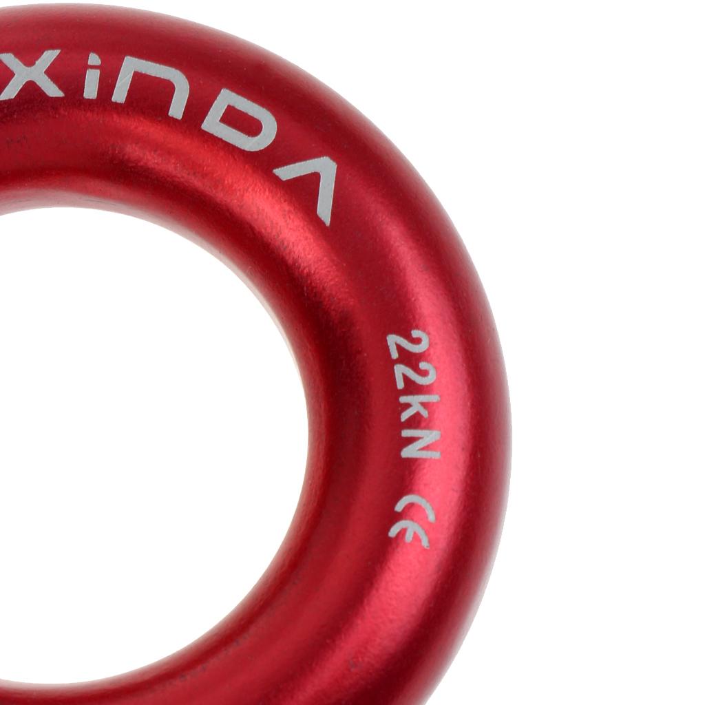 22KN Aluminum Rappel Ring Bail-Out Rappelling Rigging Climbing Rescue Red