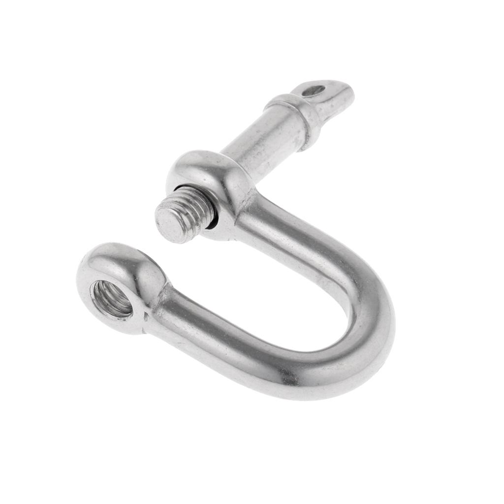 304 Stainless Steel Screw Pin D Shackle Marine Boat Shade Rigging Silver M6