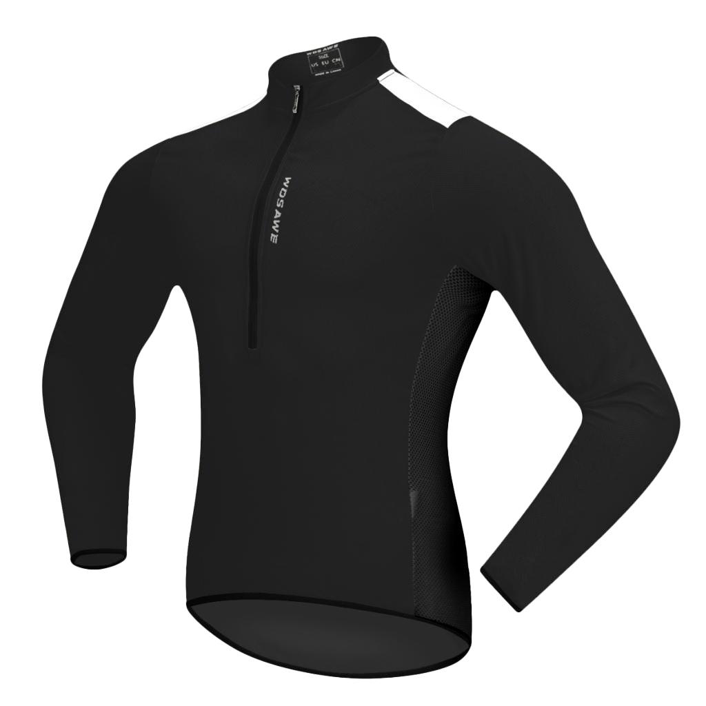 Cycling Long Sleeve Jersey Top Jacket Bicycle Shirt Clothing Black XXL