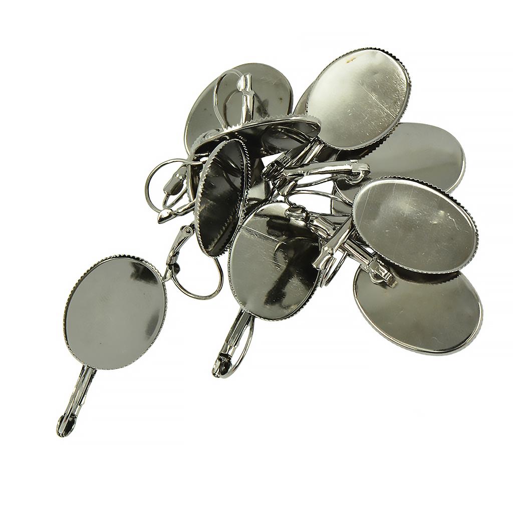 12 Pieces Leverback Earring Hook Oval Blank Setting DIY Findings Jet Black