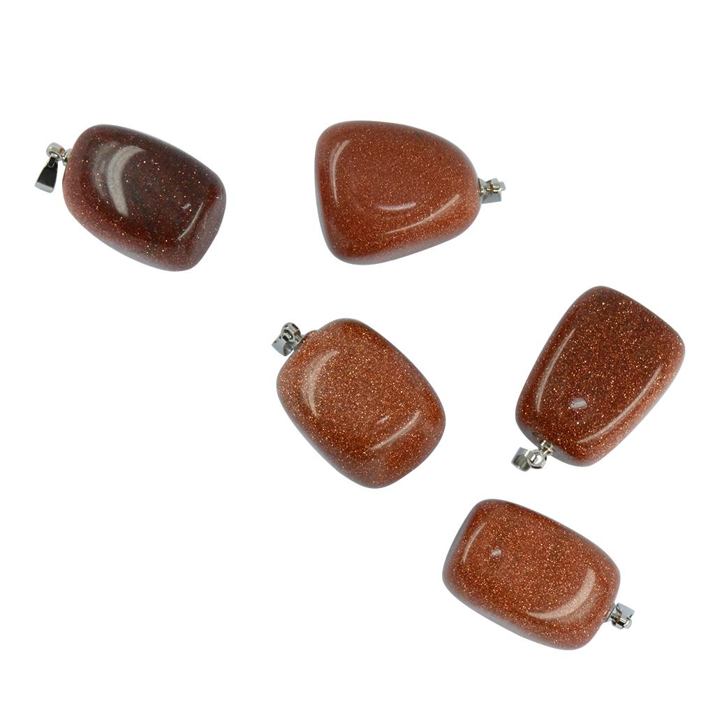 5pcs Gemstone Charms Pendants Jewelry Making Gold Sand