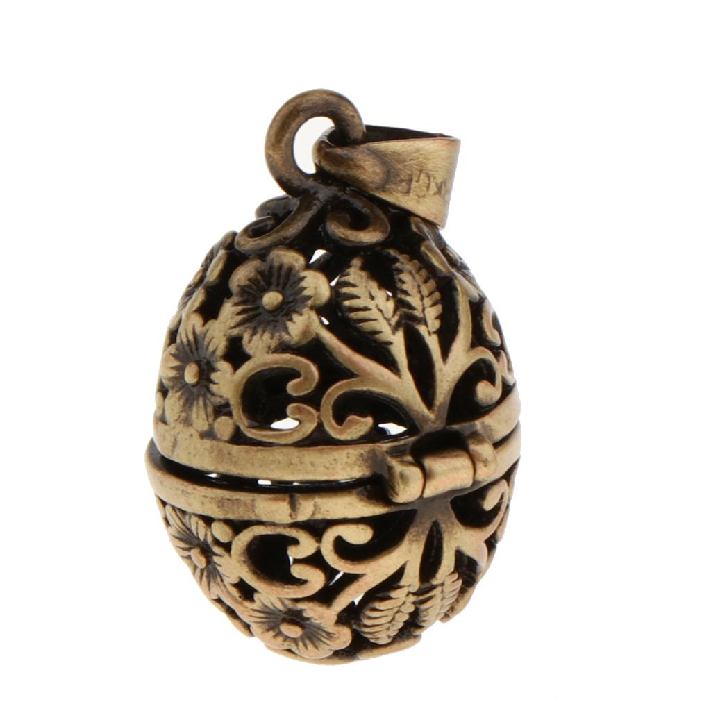 Essential Oil Diffuser Perfume Copper Hollow Locket Pendant Charms Bronze