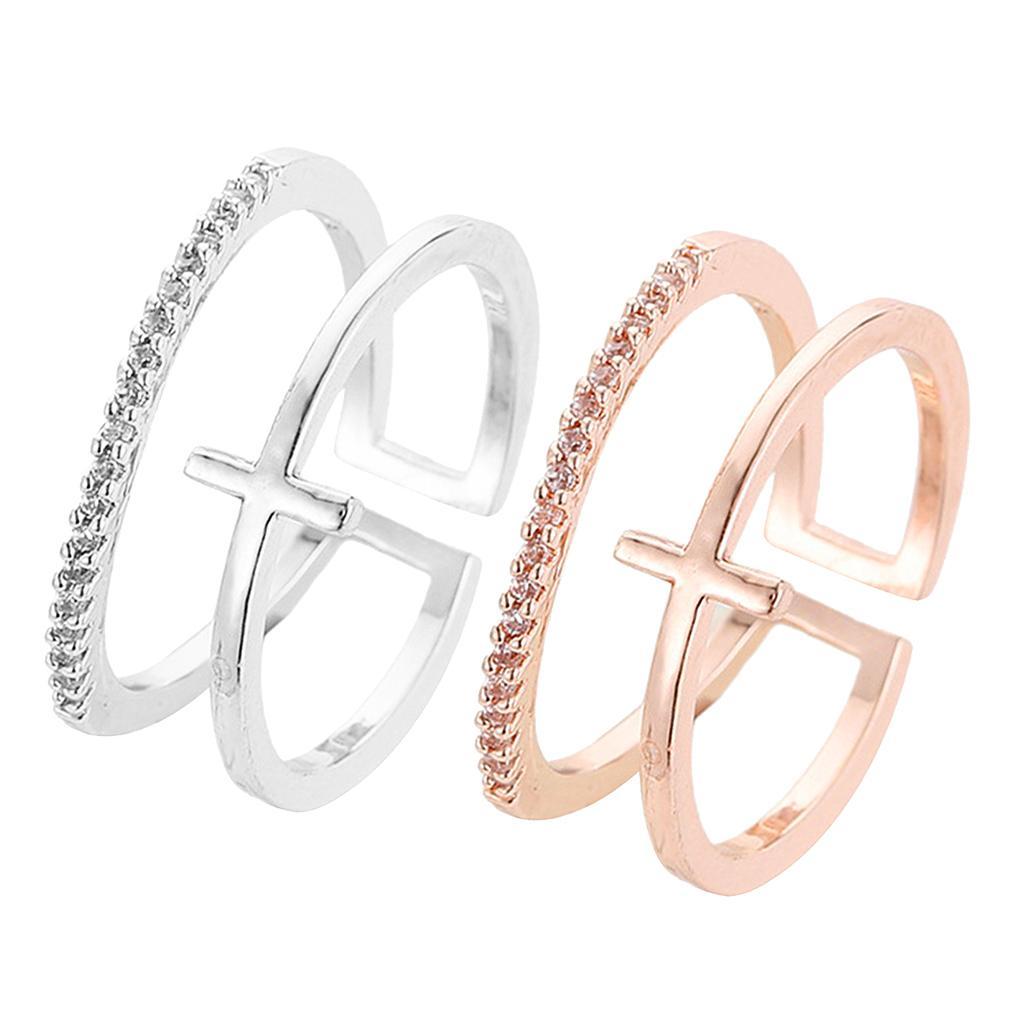 Frauen-Doppelband-Fingerring eleganter Damenring erweiterbar Ringe