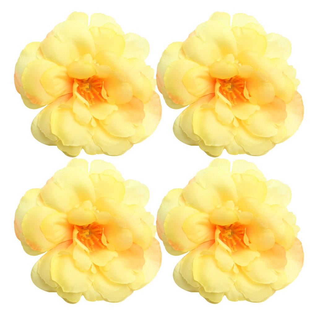 10 Pieces Artificial Simulation Silk Camellia Flower Head 5.5 cm Yellow