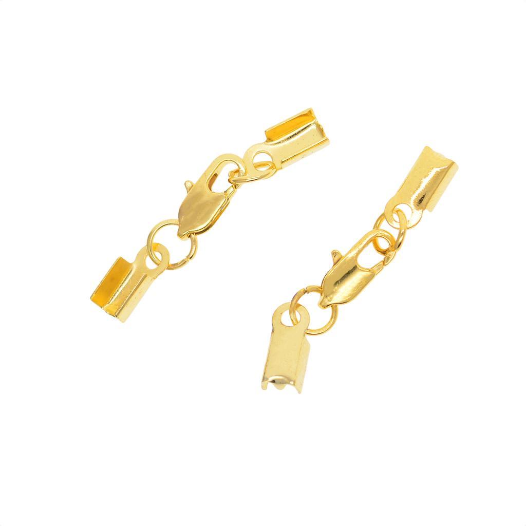 12 Sets Necklace Cord Crimp End Fasteners Clips with Lobster Clasp Findings