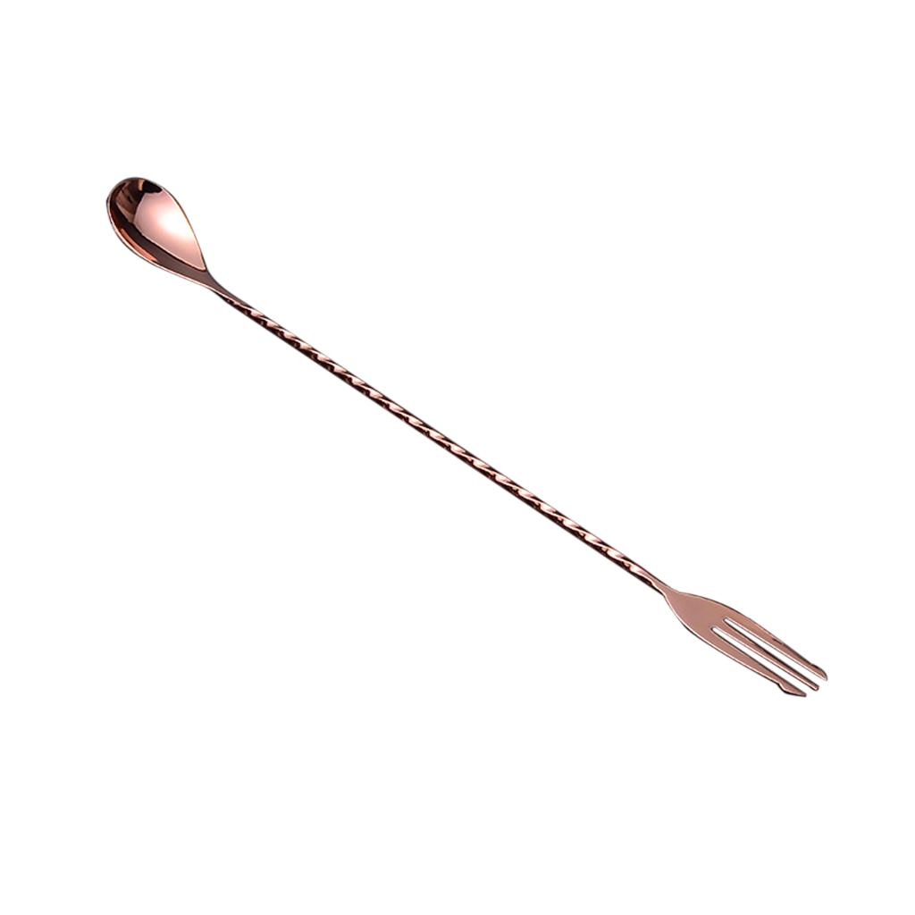 Stainless Steel Cocktail Drink Mixer Stirring Spoon Ladle Bar 30cm Rose Gold