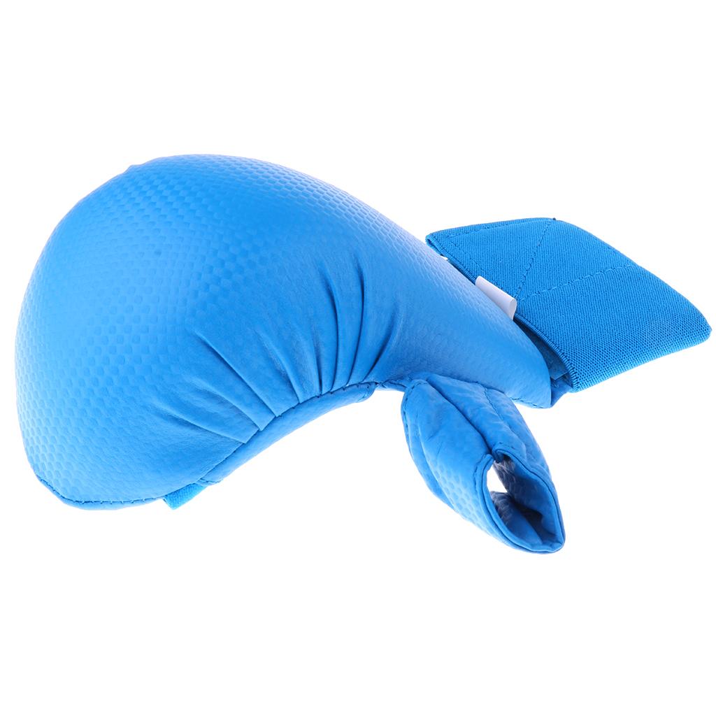 PU Leather Karate Sparring Mitts Gloves MMA Taekwondo Martial Arts S Blue