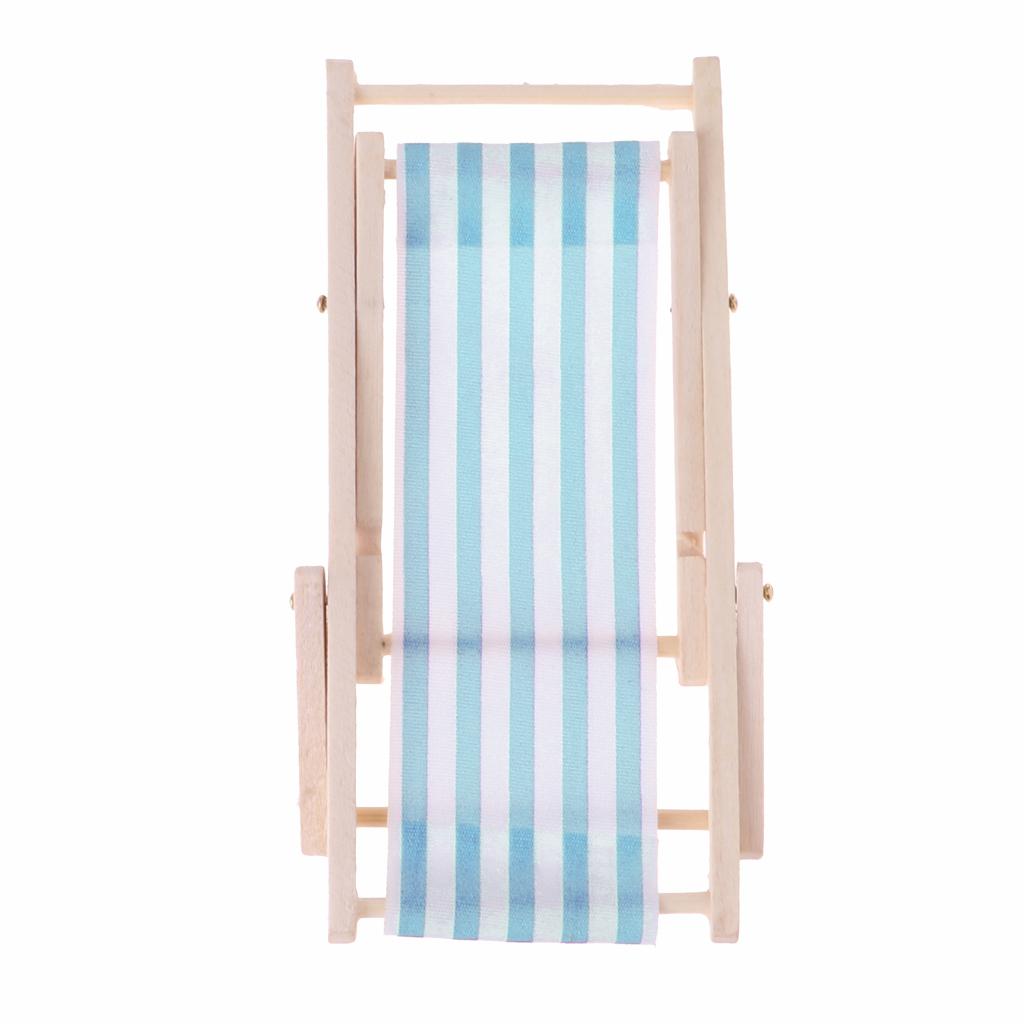 Striped Wooden Lounge Chair 1/12 Dollhouse Miniature Furniture Green Stripe