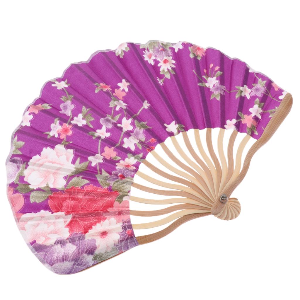 Handmade Art Japanese Silk Folding Bamboo Hand Held Fan Wedding Summer Favor 