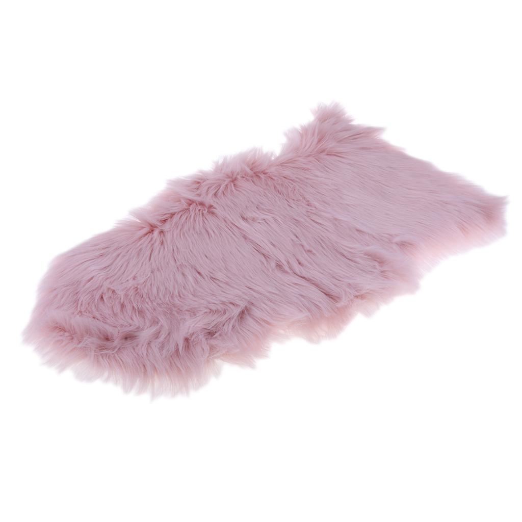 40x60cm Sheepskin Fluffy Skin Faux Fur Fake Rug Mat Rugs Light Pink