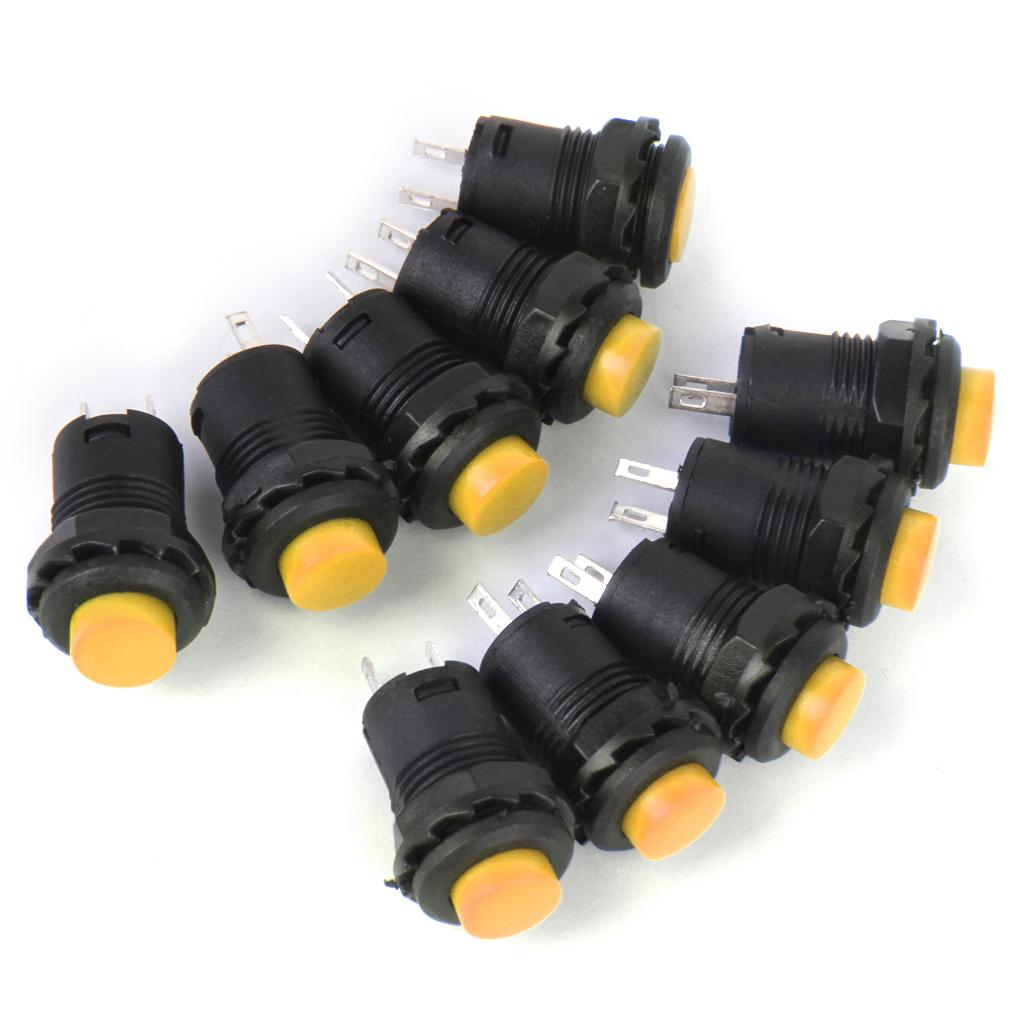 10 x Car Boat Locking Dash OFF-ON Push Button Switch Yellow