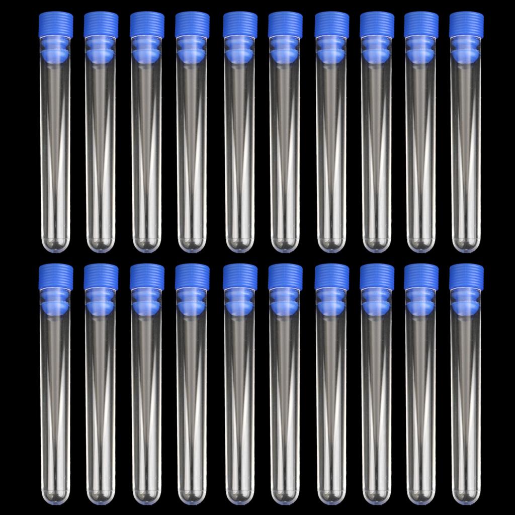20pcs Non-Graduated Plastic Test Tubes Laboratory Test Tool with Screw Caps