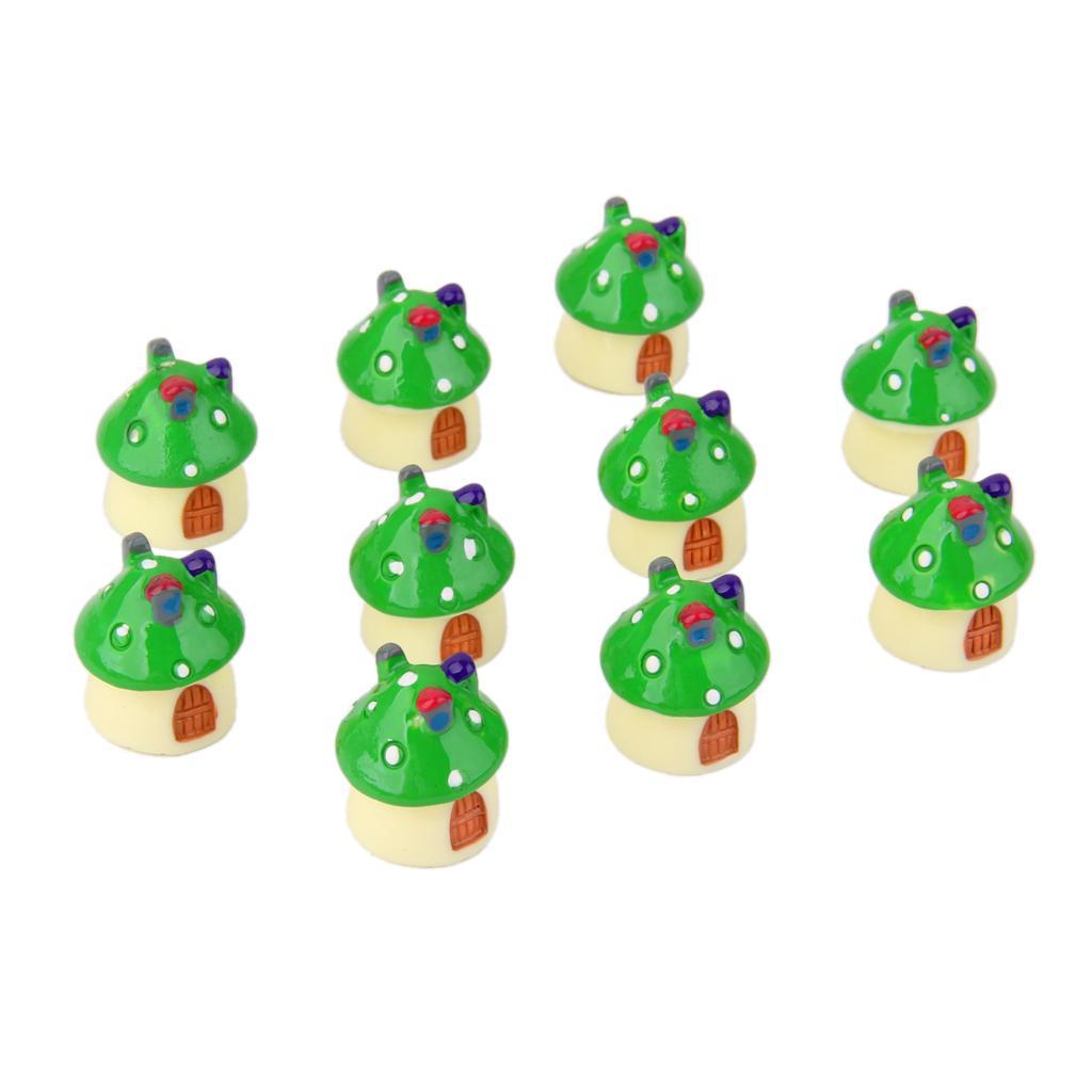 10Pcs Miniature Landscape Resin Mushroom House Garden Decor 3 Sizes 4 Colors
