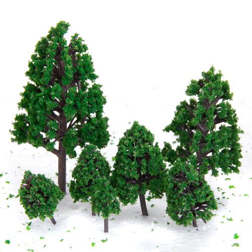 12pcs 1.2 inch - 6.3 inch Green Train Set Scenery Landscape Model Tree Scale 1/50
